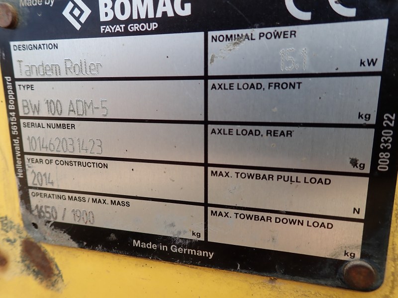 Bomag BW100ADM-5 Double Drum vibrating roll for sale