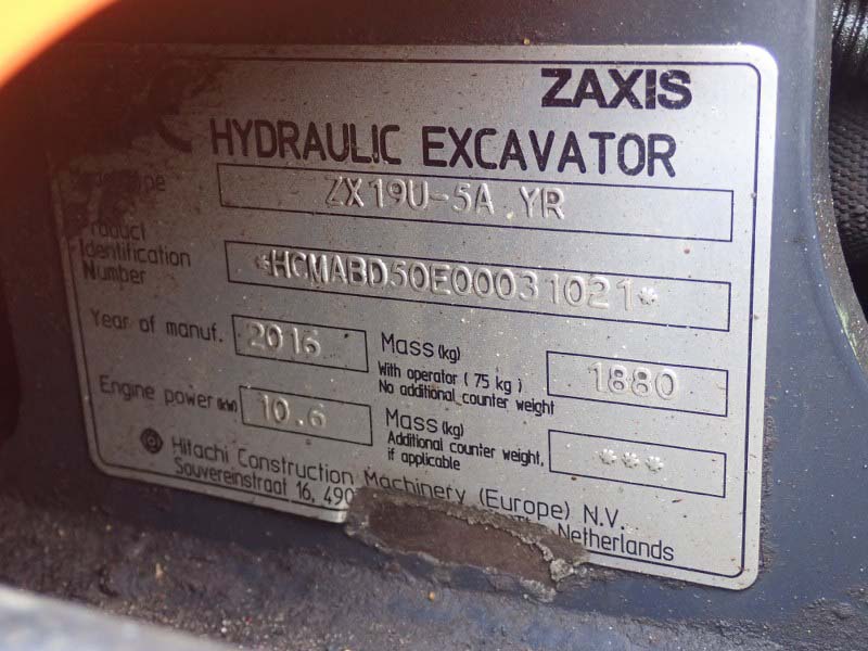 Hitachi Zaxis ZX19U-5A Excavator For sale 