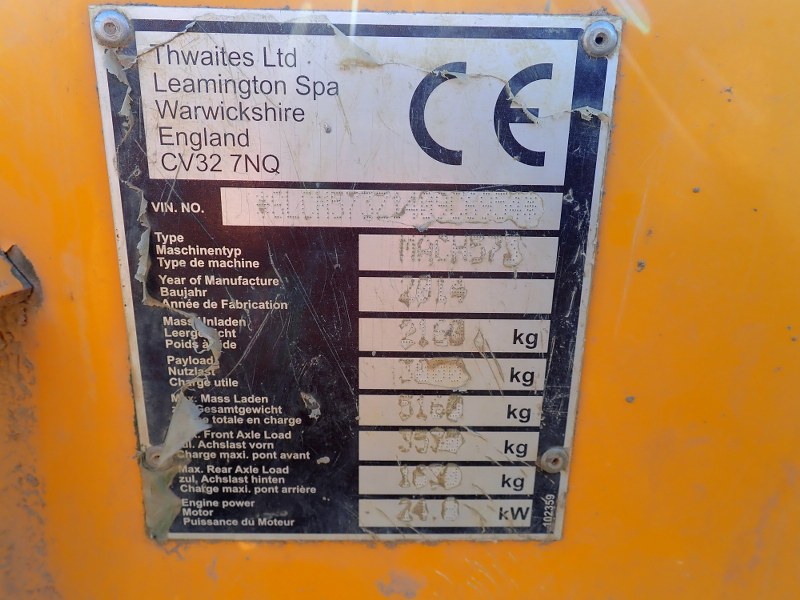 Thwaites 3 Tonne Swivel skip dumper for sale